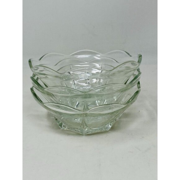 Vintage Anchor Hocking Swedish Modern Clear Fruit Dessert Bowls Set of 3 - Picture 10 of 10